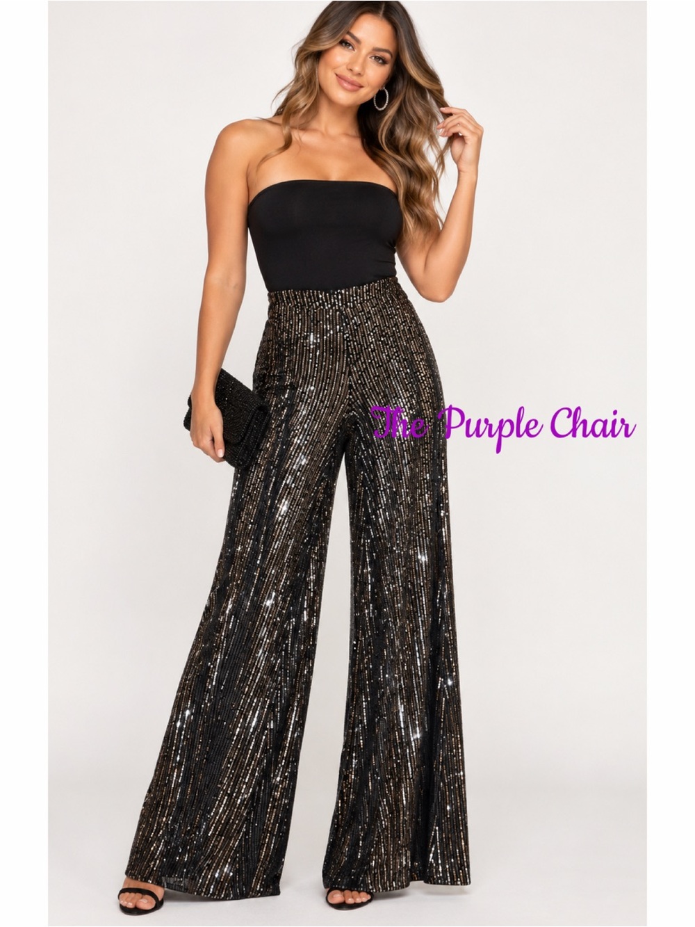 ALTAR'D STATE NWT Black/Silver High Waist Sequin Flare Pants XS